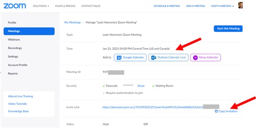 zoom web calendar invite 